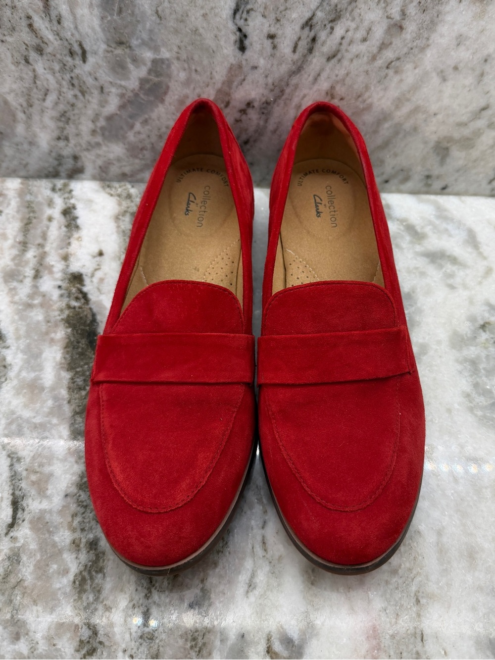 Clarks Ultimate Comfort Collection Women’s Vibrant Red Suede Penny Loafers